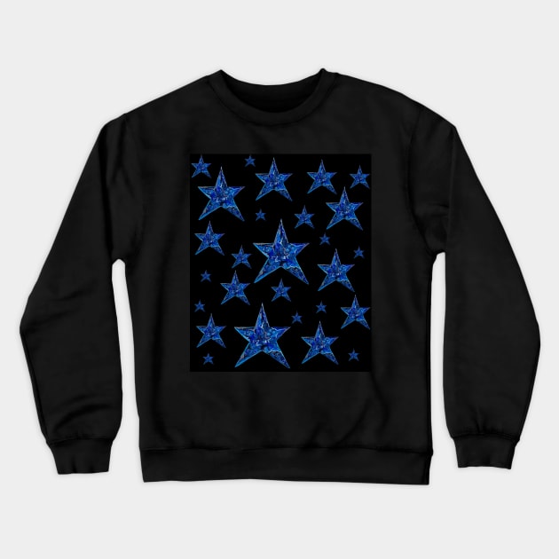 Starry Night - Blue and Silver Stars on an Inky Background Crewneck Sweatshirt by Maddybennettart